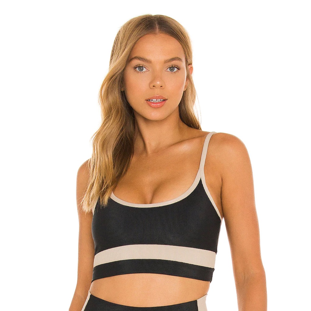 Beach Riot Colorblock Legging And Sports Bra In Black & Tan Colorblock